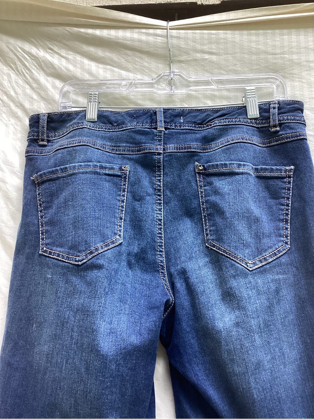 Est. 1946 Dark Blue Flared Patchwork Jeans with Embroidered Patches, size 12 - Picture 6 of 7